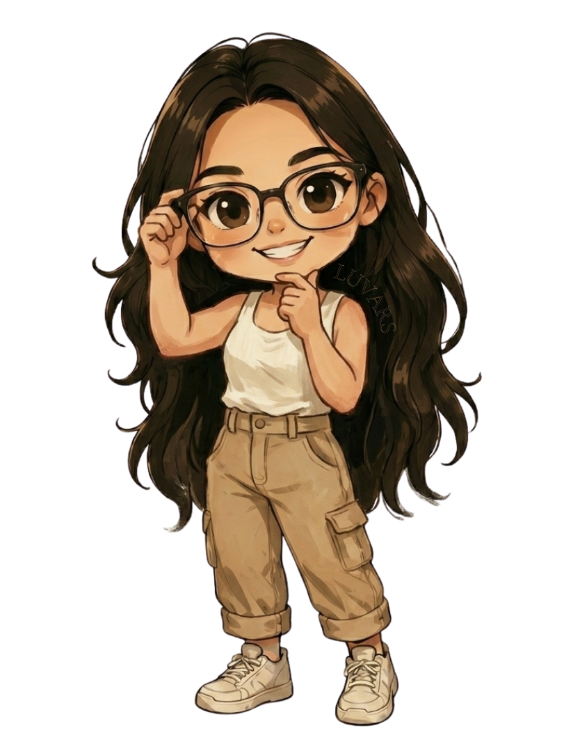Ilustración de Luza con gafas, sonriente